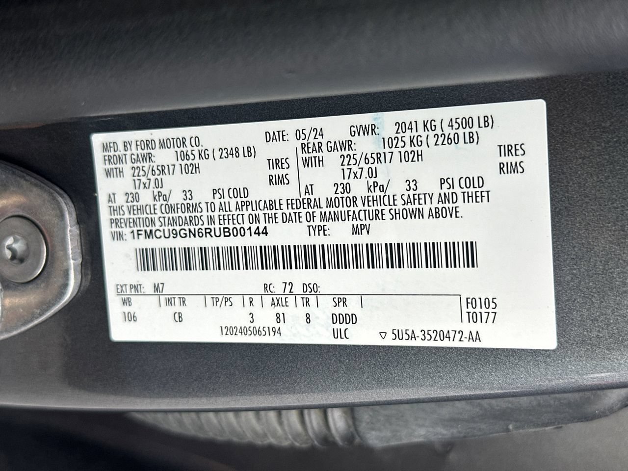 Certified 2024 Ford Escape Active AWD/4WD image 34