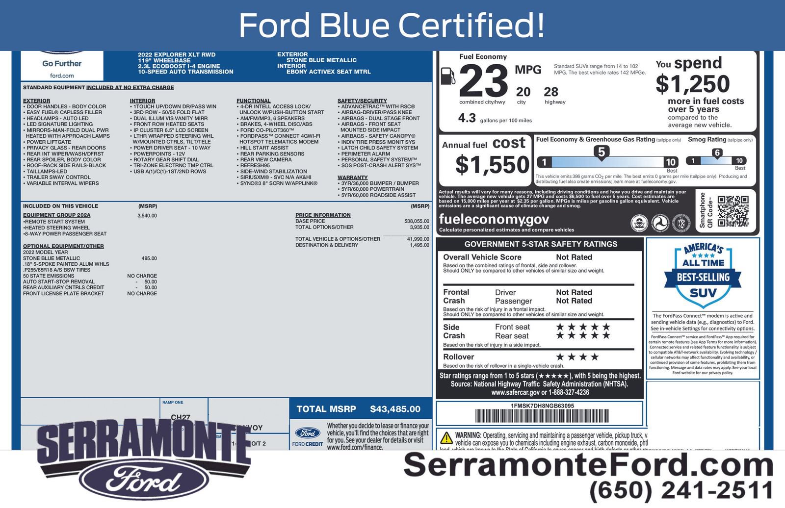 Certified 2022 Ford Explorer XLT w/ Equipment Group 202A RWD image 13