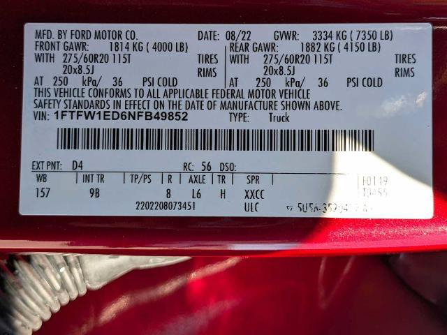 Certified 2022 Ford F150 Platinum w/ Equipment Group 701A High AWD/4WD image 38