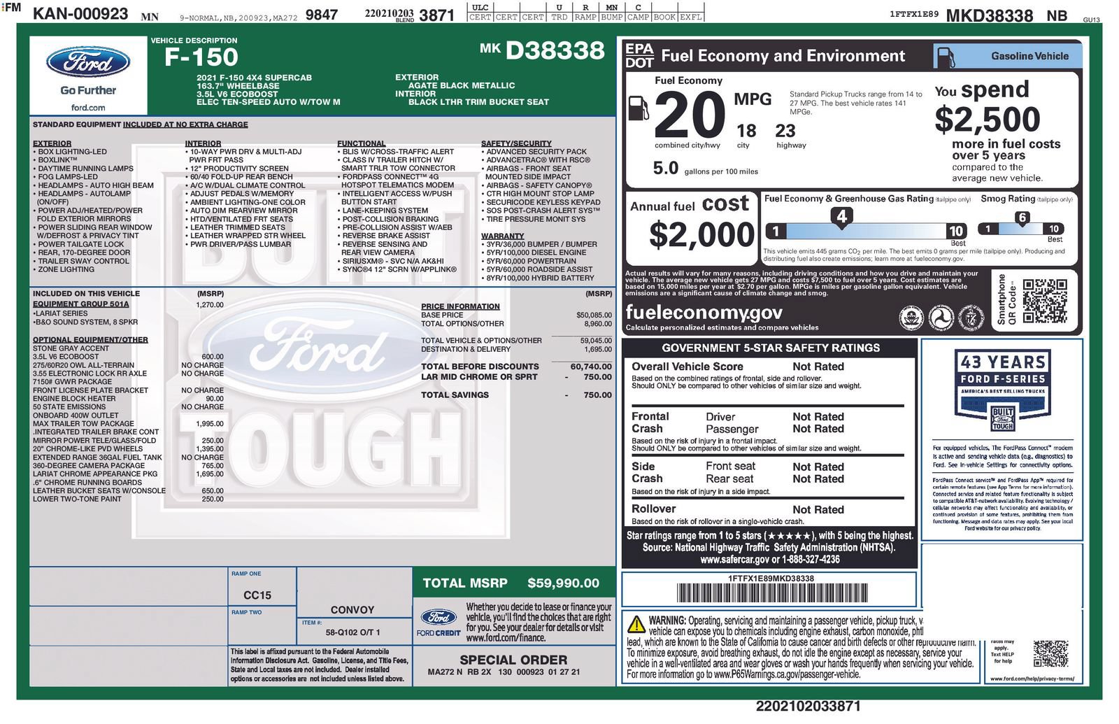 Certified 2021 Ford F150 Lariat w/ Max Trailer Tow Package AWD/4WD image 5