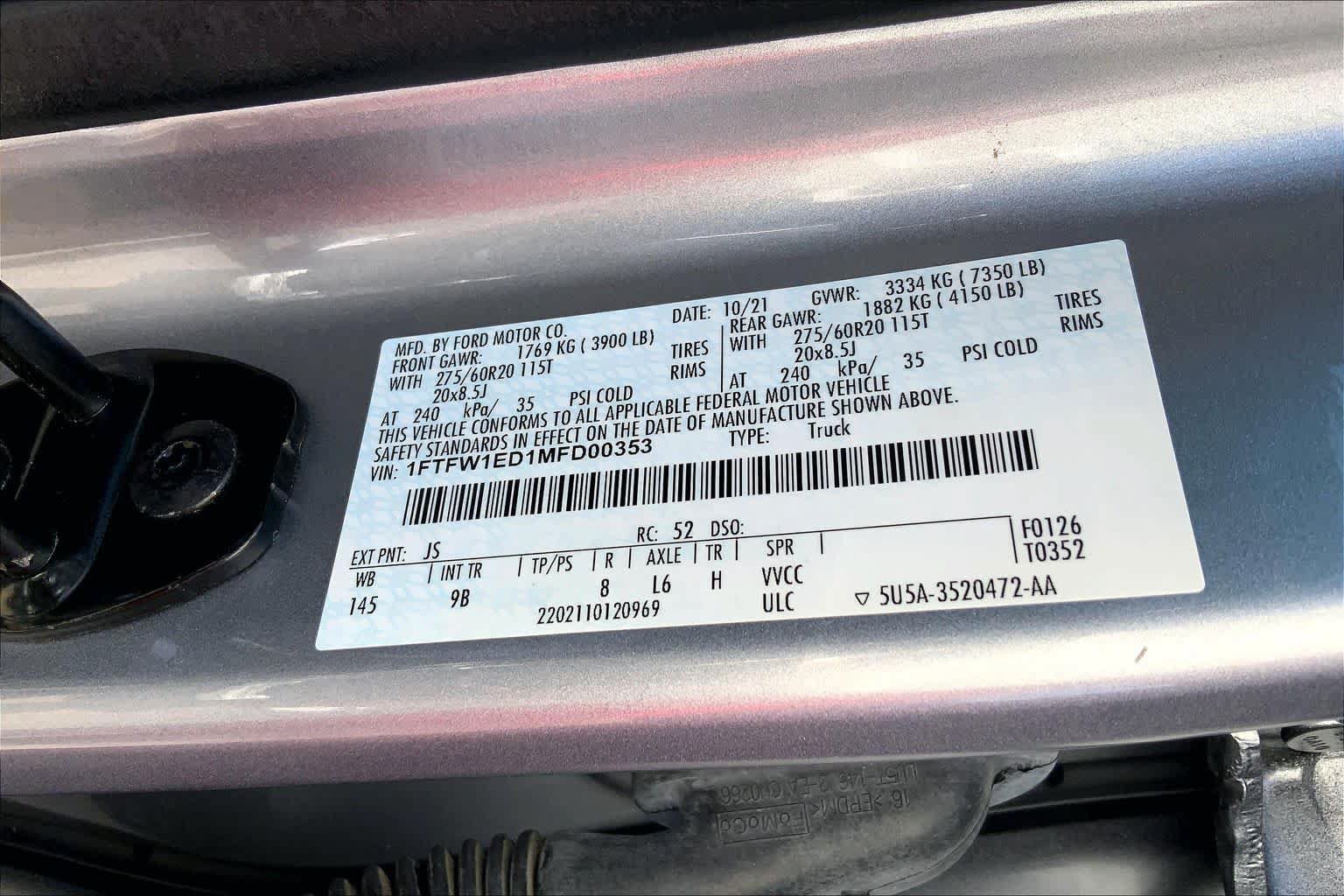 Certified 2021 Ford F150 Platinum w/ Equipment Group 701A High AWD/4WD image 34