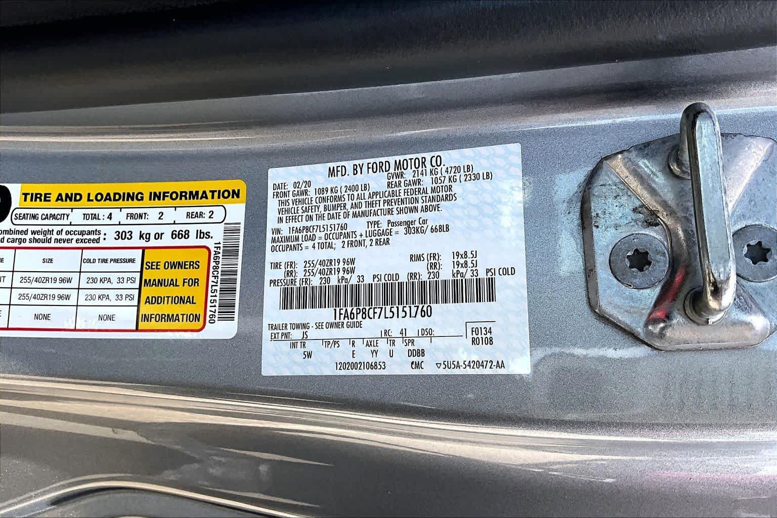Certified 2020 Ford Mustang GT Premium w/ Equipment Group 401A RWD image 34