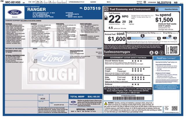 Certified 2022 Ford Ranger XL RWD image 5