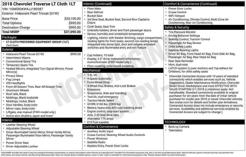 Used 2018 Chevrolet Traverse LT image 6