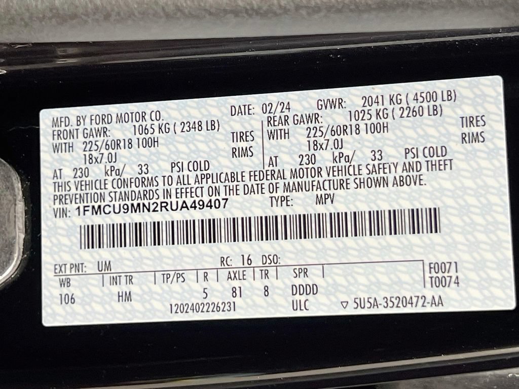 Certified 2024 Ford Escape ST-Line w/ Tech Pack #1 AWD/4WD image 36
