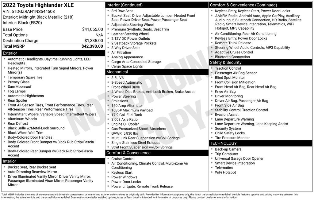 Used 2022 Toyota Highlander XLE FWD image 3