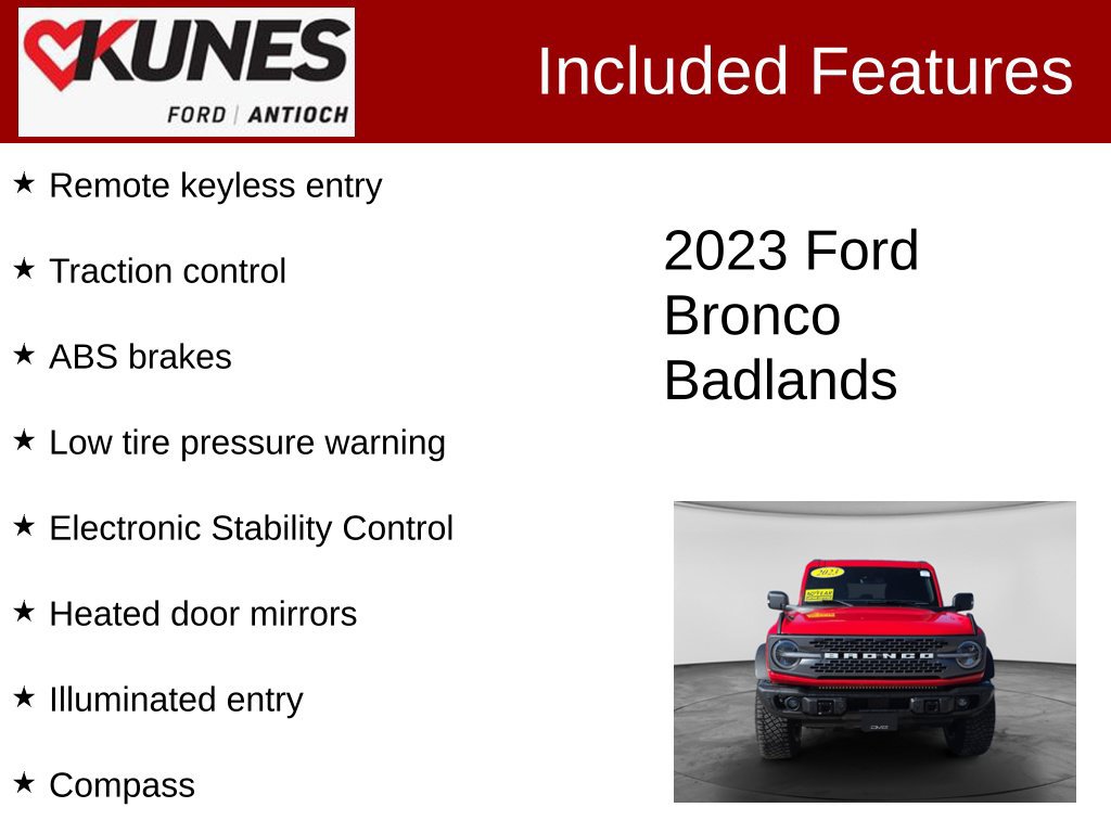 Certified 2023 Ford Bronco Badlands w/ Sasquatch Package AWD/4WD image 3