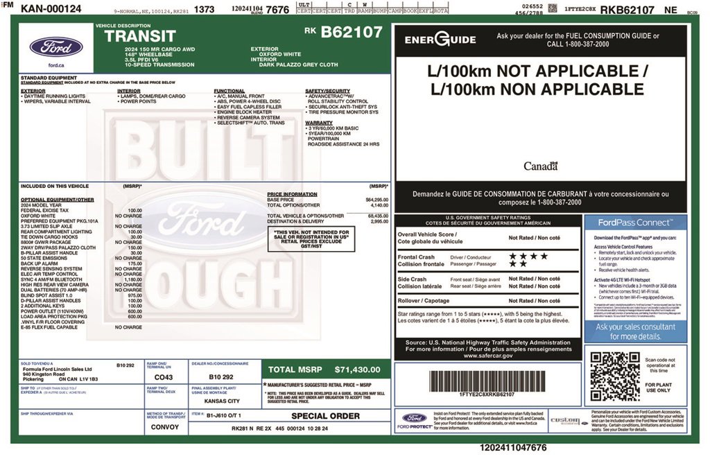 Certified 2024 Ford Transit 150 148 Medium Roof AWD w/ Load Area Protection Package image 5