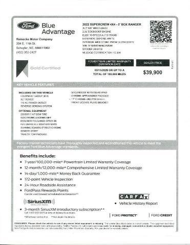 Certified 2022 Ford Ranger XLT w/ Equipment Group 301A Mid image 12