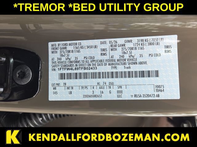 Certified 2026 Ford F150 Tremor w/ Bed Utility Package AWD/4WD image 31