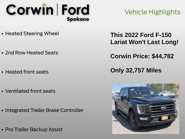 Certified 2022 Ford F150 Lariat w/ Equipment Group 502A High AWD/4WD image 31