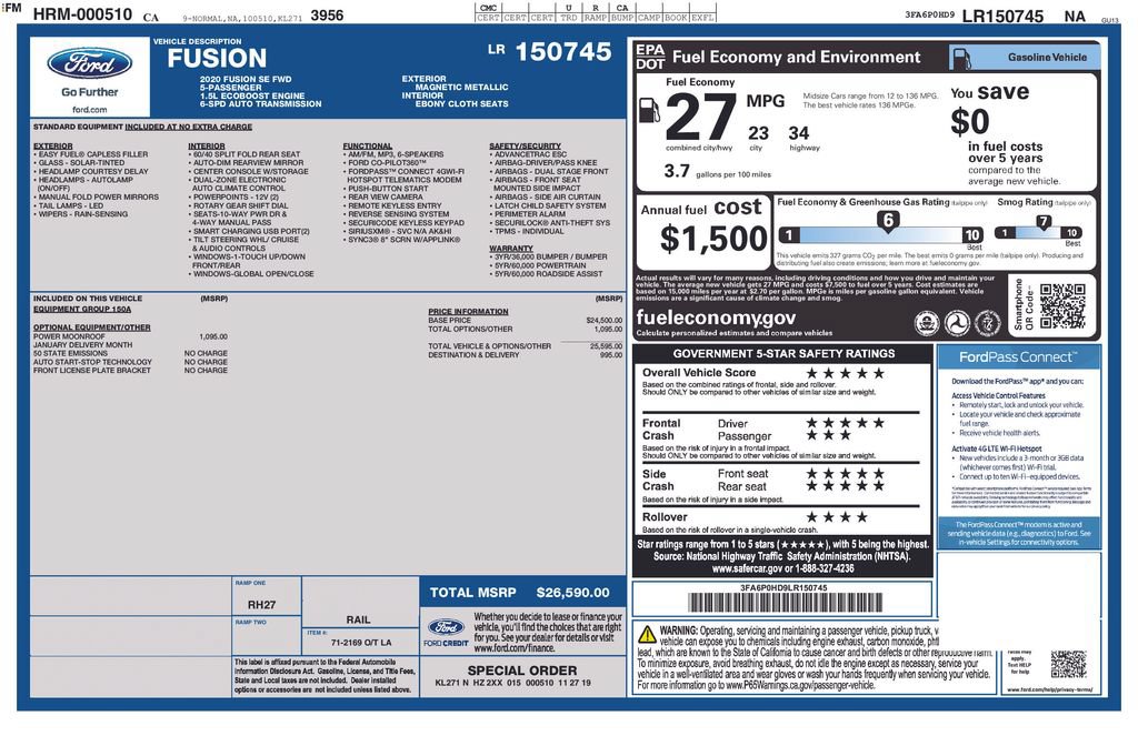 Certified 2020 Ford Fusion SE FWD image 41