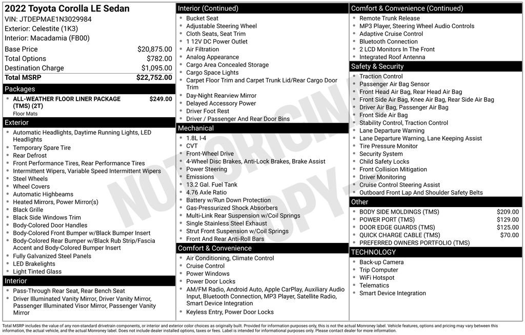 Used 2022 Toyota Corolla LE image 1