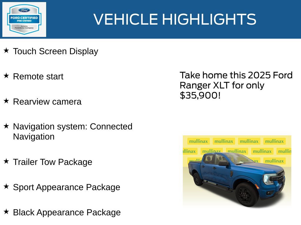 Certified 2025 Ford Ranger XLT w/ Black Appearance Package AWD/4WD image 22