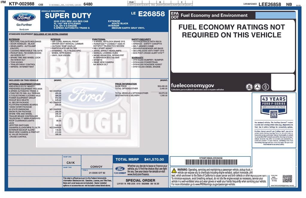Certified 2020 Ford F250 XL w/ Power Equipment Group AWD/4WD image 5