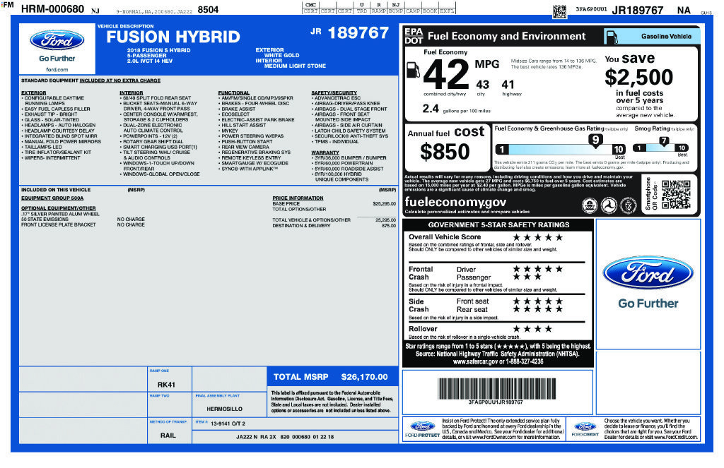 Certified 2018 Ford Fusion S FWD image 7