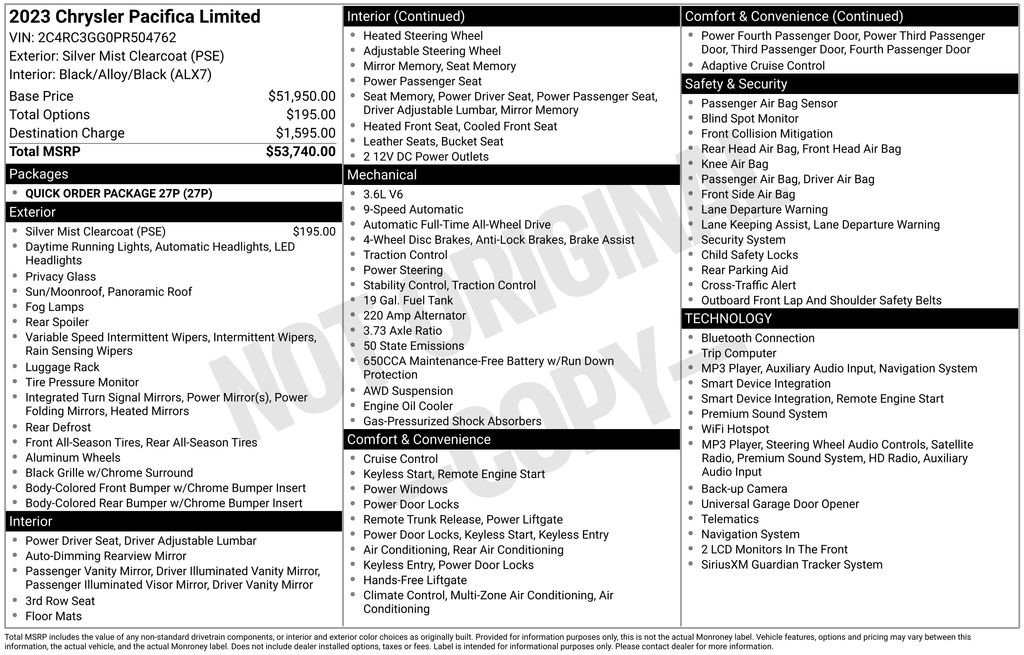 Used 2023 Chrysler Pacifica Limited AWD/4WD image 26