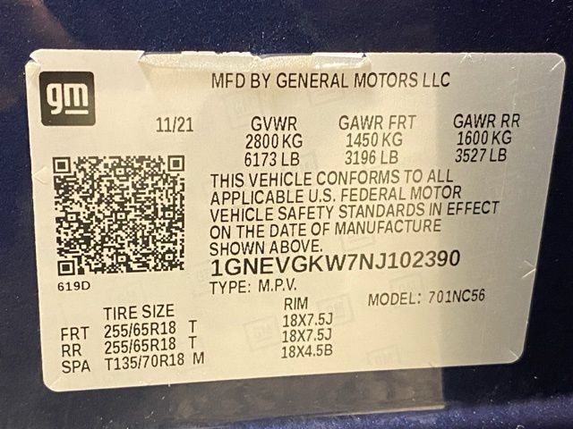 Used 2022 Chevrolet Traverse LT w/ LPO, Floor Liner Package AWD/4WD image 31