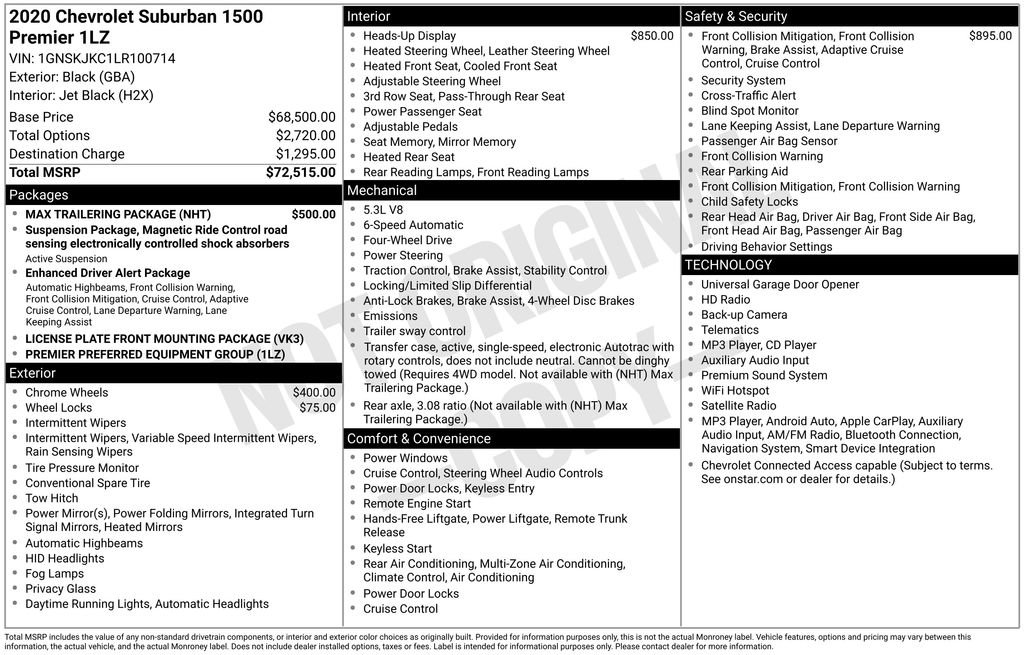 Used 2020 Chevrolet Suburban Premier w/ Max Trailering Package AWD/4WD image 24