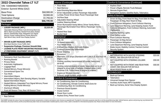 Used 2022 Chevrolet Tahoe LT w/ Luxury Package AWD/4WD image 32