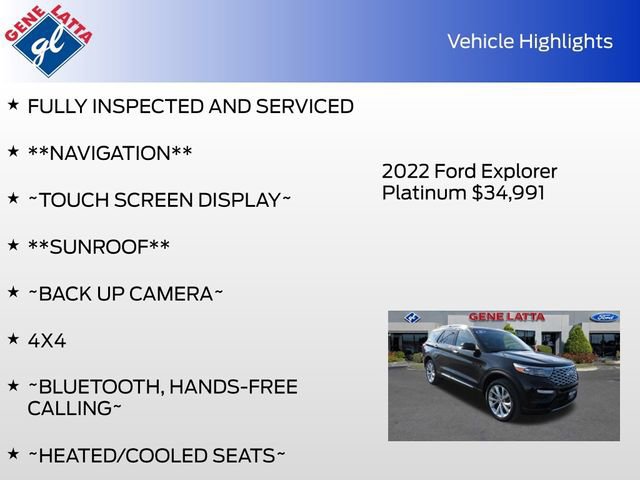 Certified 2022 Ford Explorer Platinum w/ Equipment Group 601A image 32