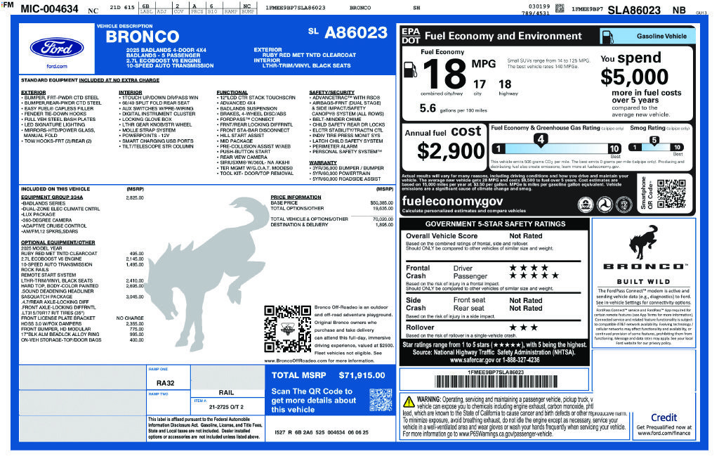Certified 2025 Ford Bronco Badlands AWD/4WD image 33