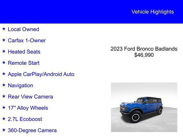 Certified 2023 Ford Bronco Badlands w/ Sasquatch Package AWD/4WD image 6