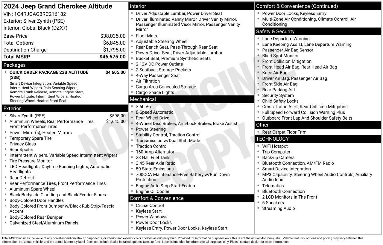 Used 2024 Jeep Grand Cherokee Altitude RWD image 55