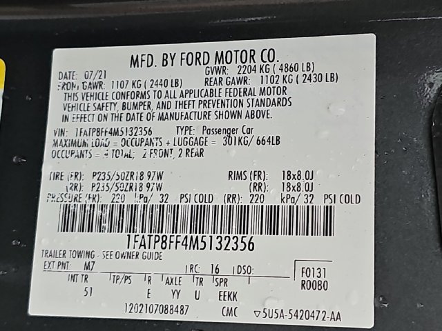 Certified 2021 Ford Mustang GT Premium w/ Equipment Group 401A RWD image 37