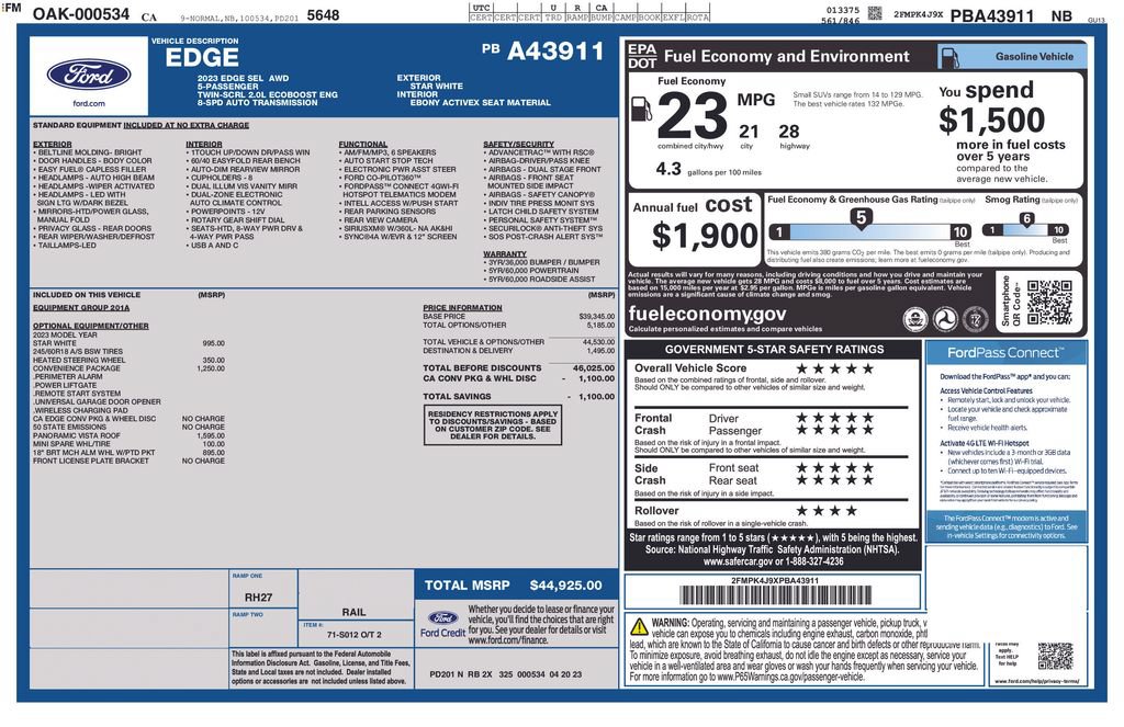 Certified 2023 Ford Edge SEL w/ Convenience Package AWD/4WD image 2