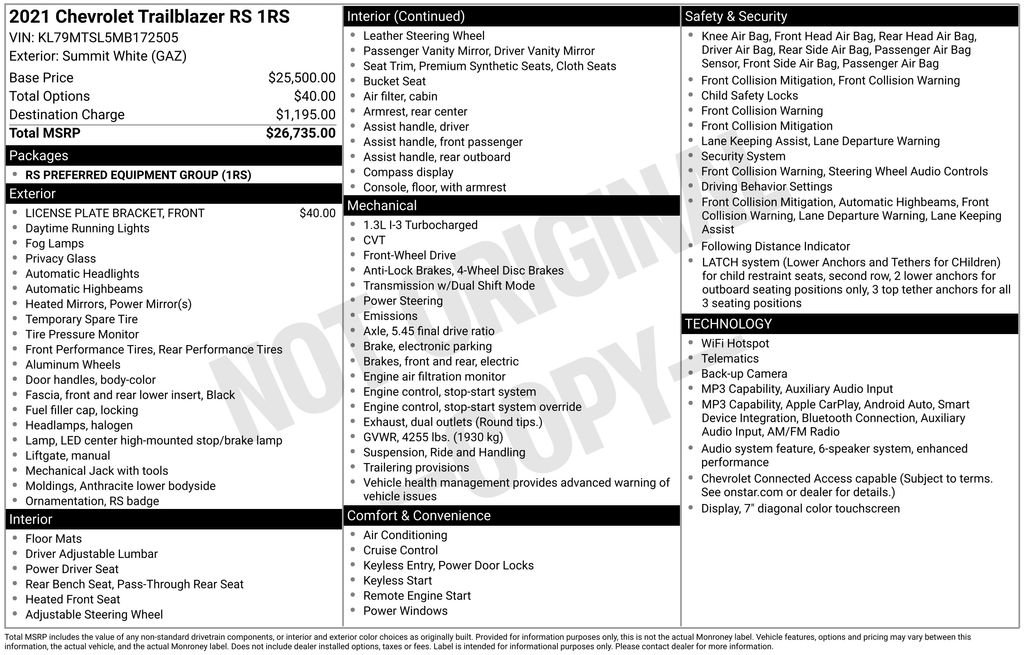 Used 2021 Chevrolet TrailBlazer RS FWD image 3