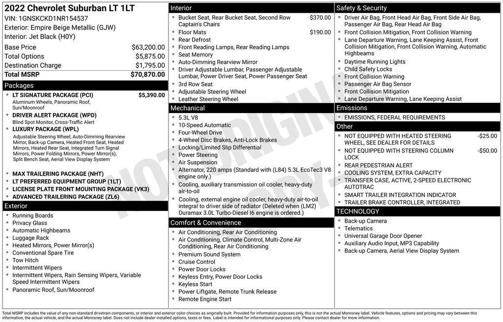 Used 2022 Chevrolet Suburban LT w/ LT Signature Package image 5