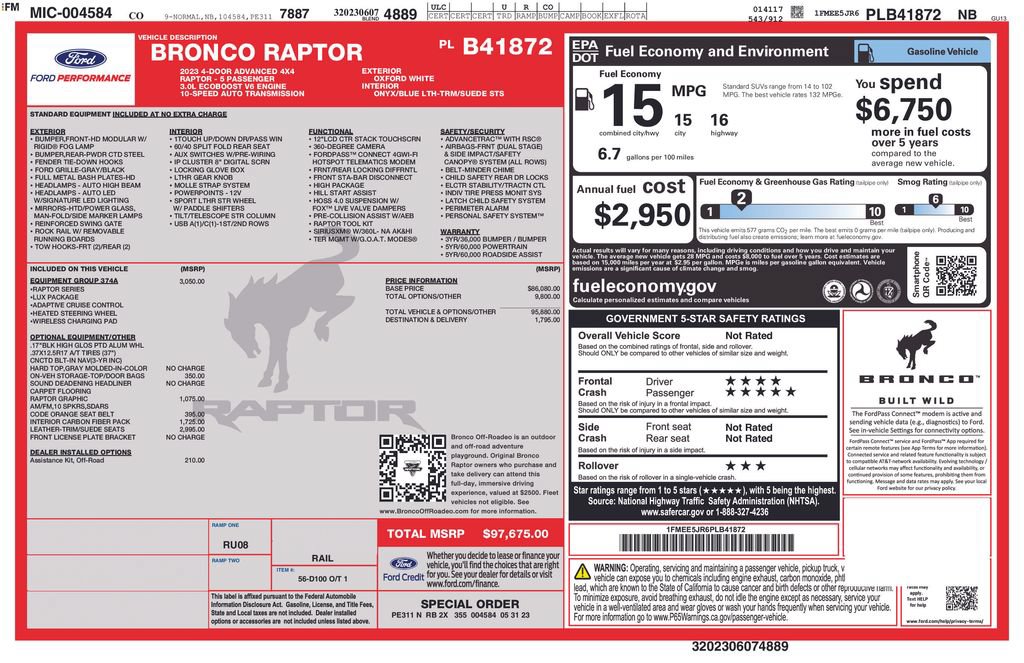 Certified 2023 Ford Bronco Raptor AWD/4WD image 6