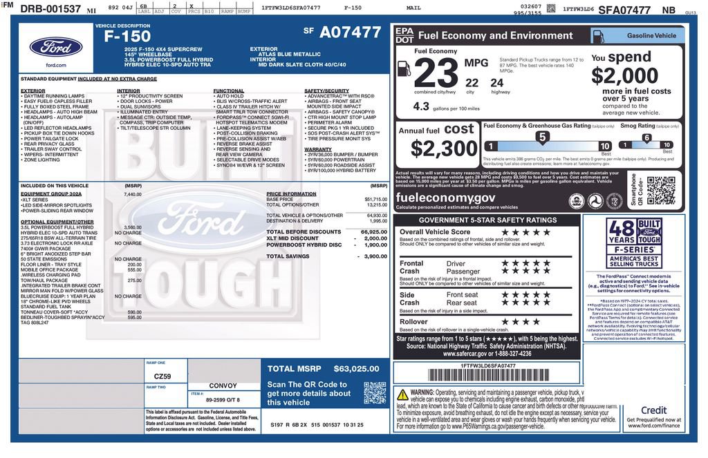 Certified 2025 Ford F150 XLT w/ Equipment Group 302A MID AWD/4WD image 5