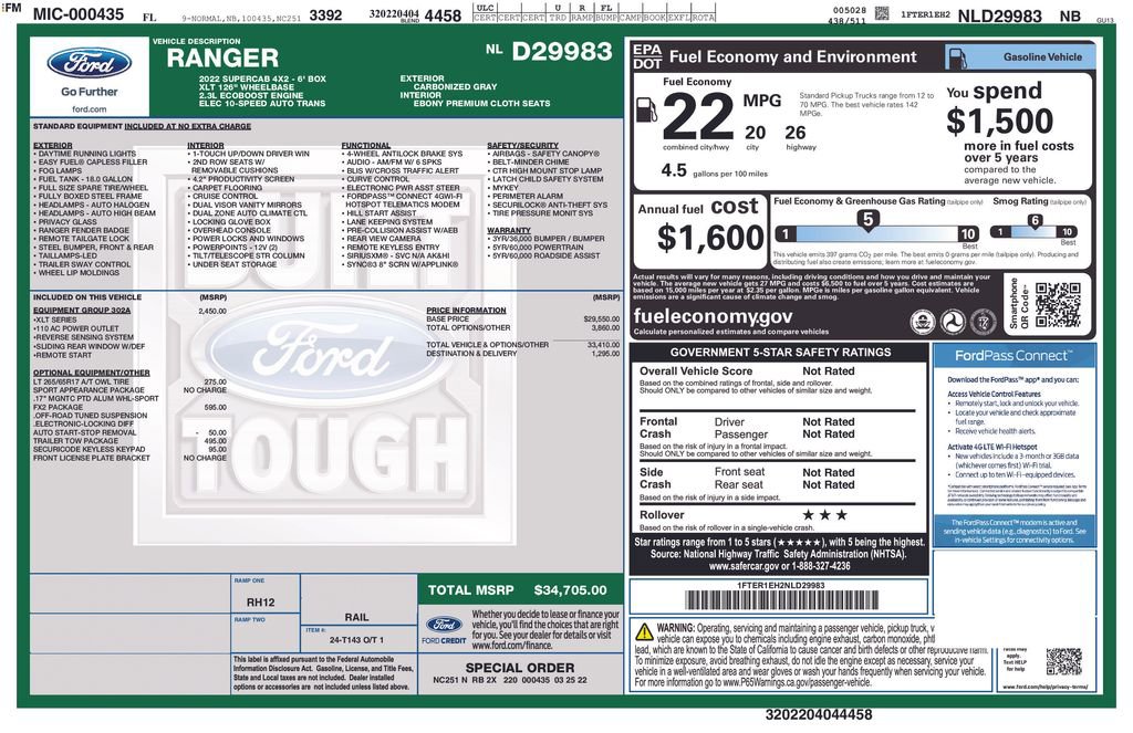 Certified 2022 Ford Ranger XLT w/ Equipment Group 302A High image 8