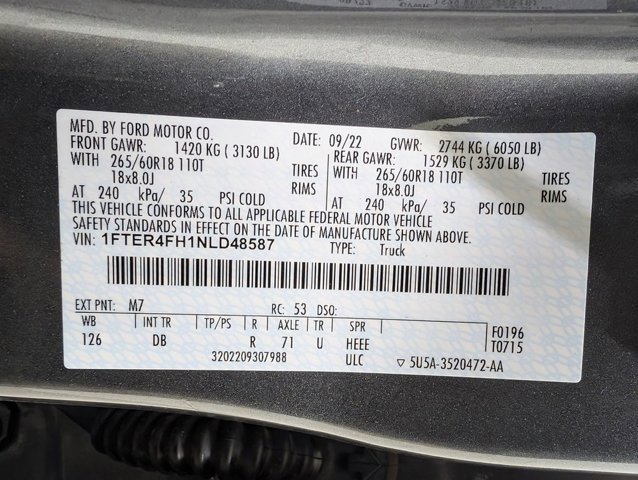 Certified 2022 Ford Ranger Lariat w/ Equipment Group 501A High image 11