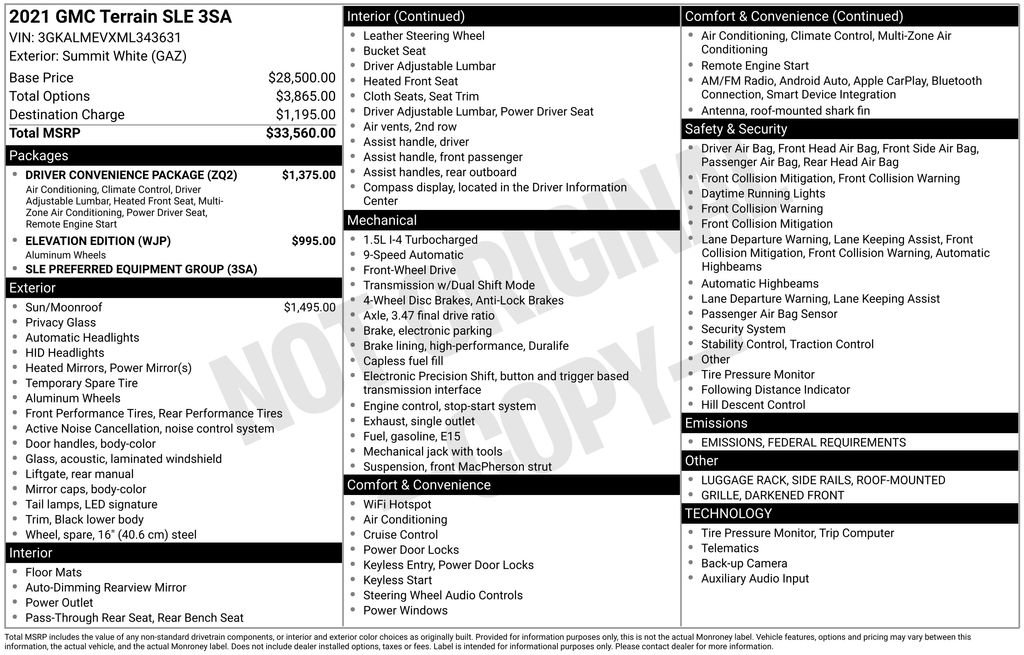 Used 2021 GMC Terrain SLE w/ Driver Convenience Package image 7