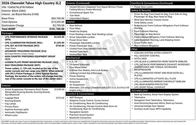 Used 2026 Chevrolet Tahoe High Country AWD/4WD image 39