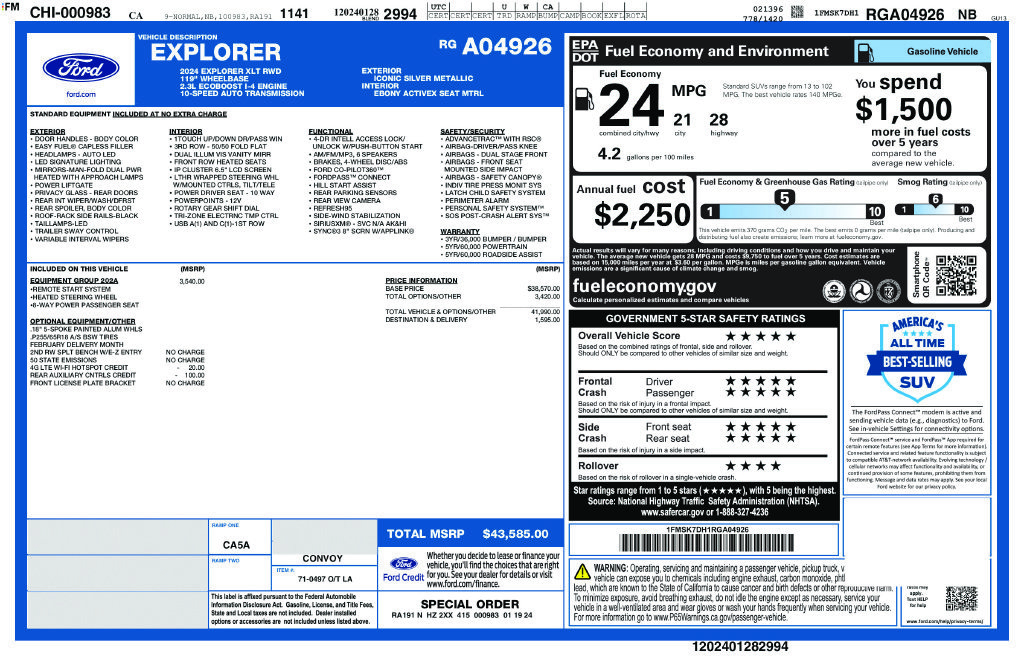 Certified 2024 Ford Explorer XLT w/ Equipment Group 202A RWD image 5