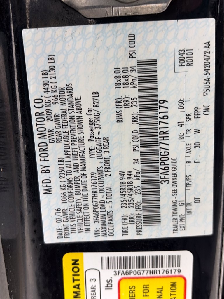Certified 2017 Ford Fusion S w/ Equipment Group 101A FWD image 9
