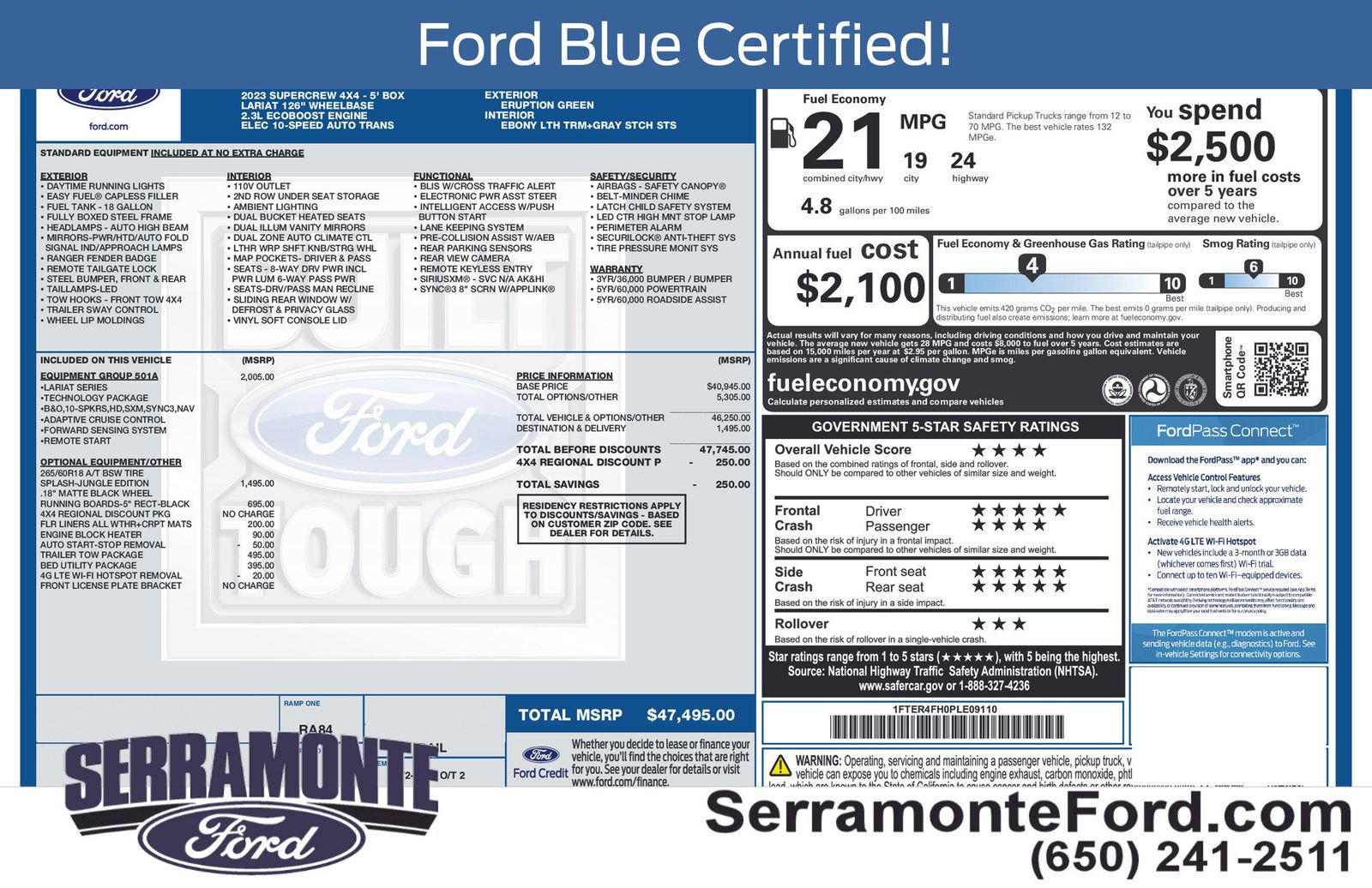 Certified 2023 Ford Ranger Lariat w/ Equipment Group 501A High AWD/4WD image 12