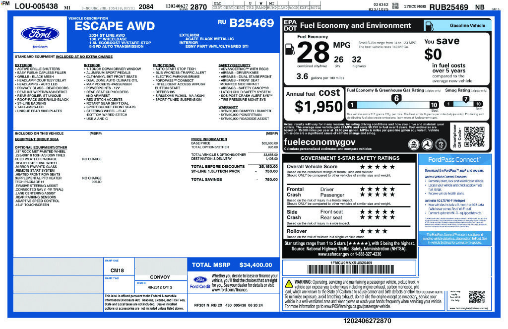 Certified 2024 Ford Escape ST-Line w/ Tech Pack #1 AWD/4WD image 26
