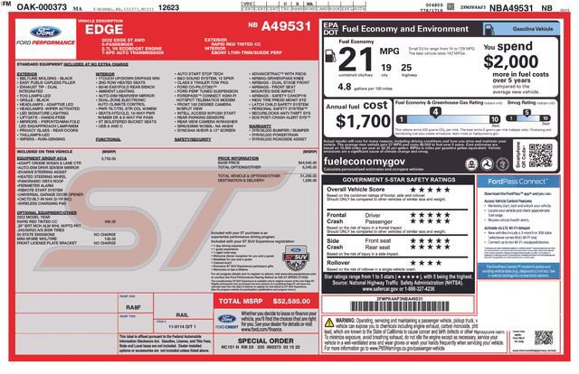 Certified 2022 Ford Edge ST w/ Equipment Group 401A AWD/4WD image 30