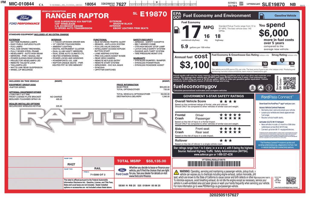 Certified 2025 Ford Ranger Raptor AWD/4WD image 6