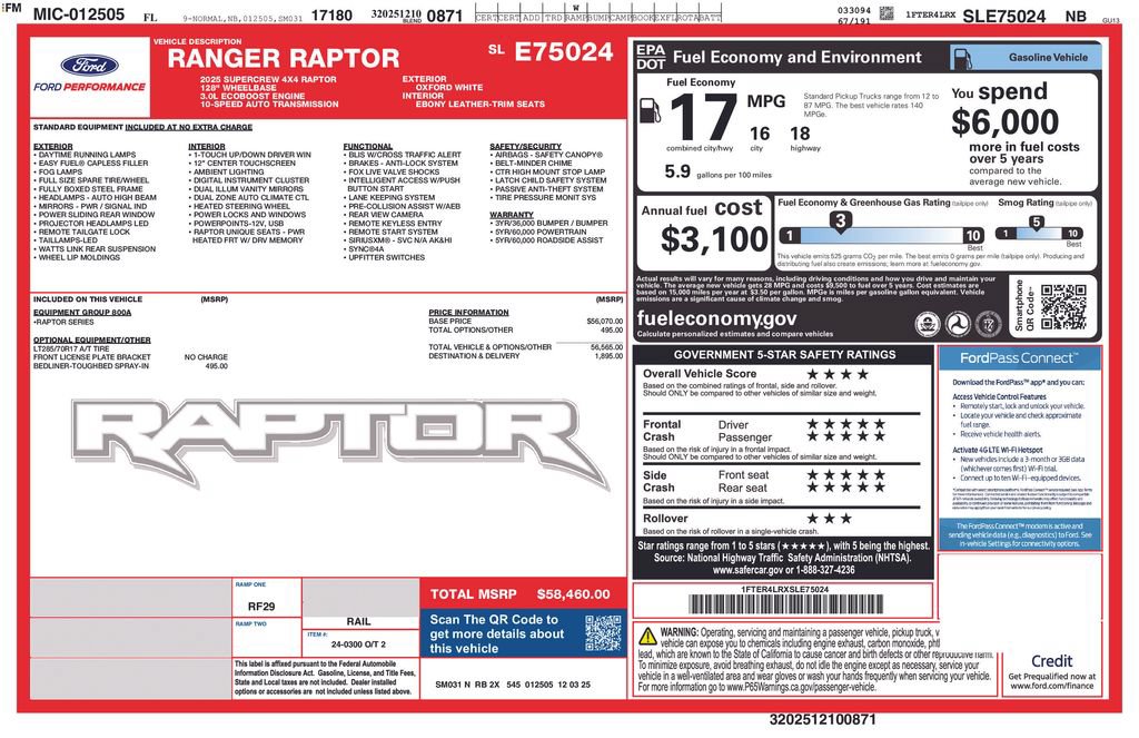 Certified 2025 Ford Ranger Raptor AWD/4WD image 6