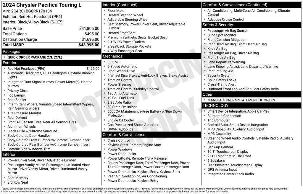 Used 2024 Chrysler Pacifica Touring-L FWD image 56