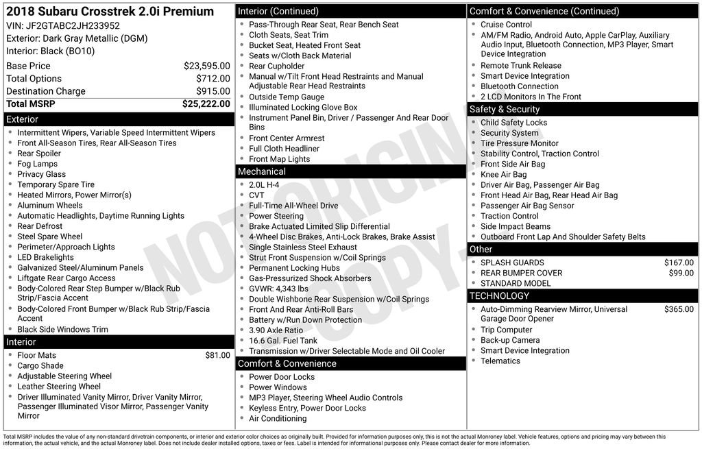 Used 2018 Subaru Crosstrek 2.0i Premium image 24