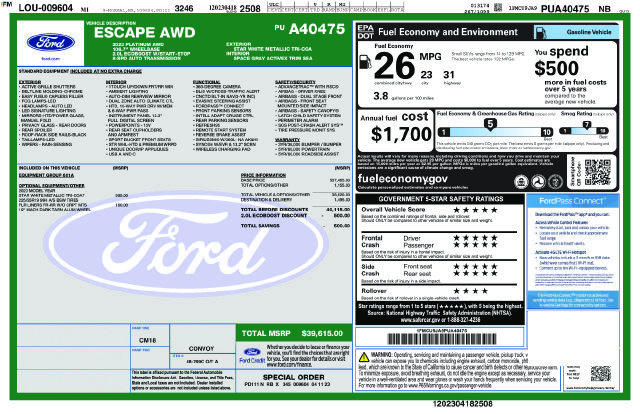 Certified 2023 Ford Escape Platinum AWD/4WD image 5