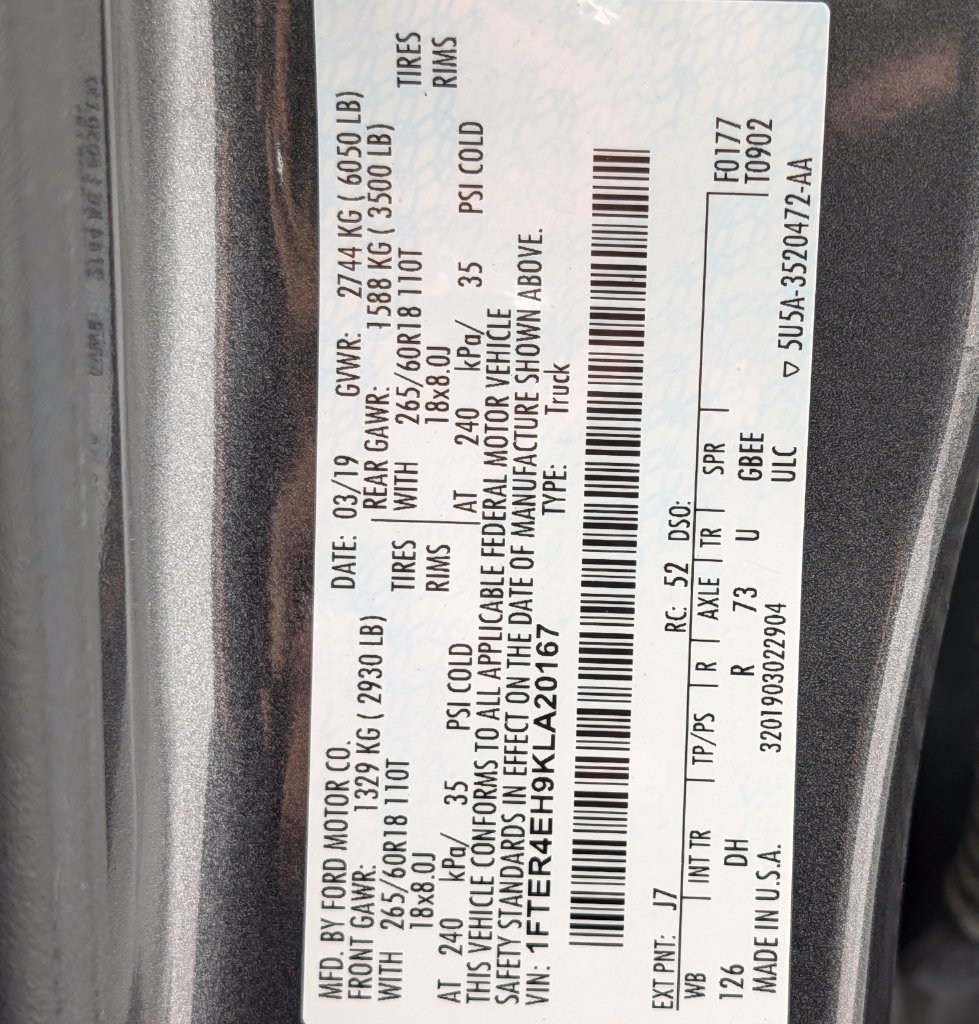 Certified 2019 Ford Ranger Lariat w/ Equipment Group 501A Mid RWD image 30