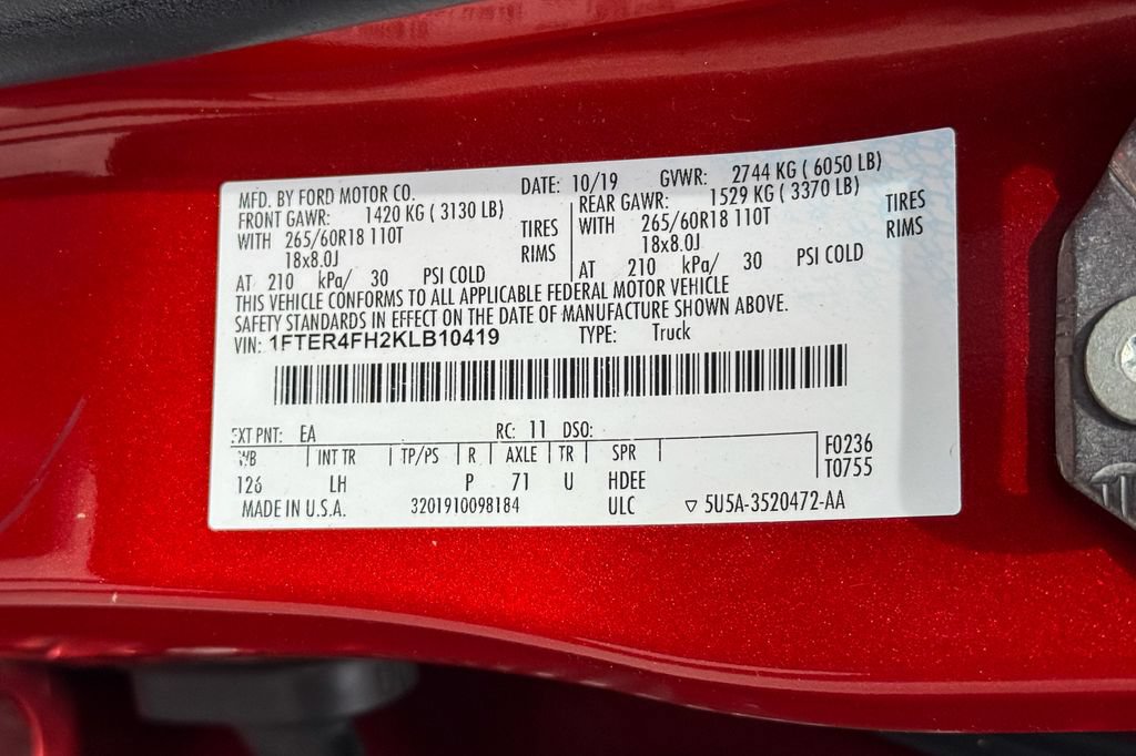 Certified 2019 Ford Ranger XLT w/ Equipment Group 302A Luxury AWD/4WD image 23